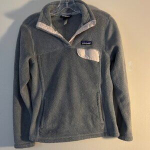Patagonia Gray and Cream Fleece Jacket